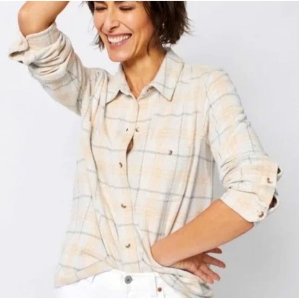 Faherty Legend Sweater Button Down Shirt Top in Narragansett Plaid - XSmall